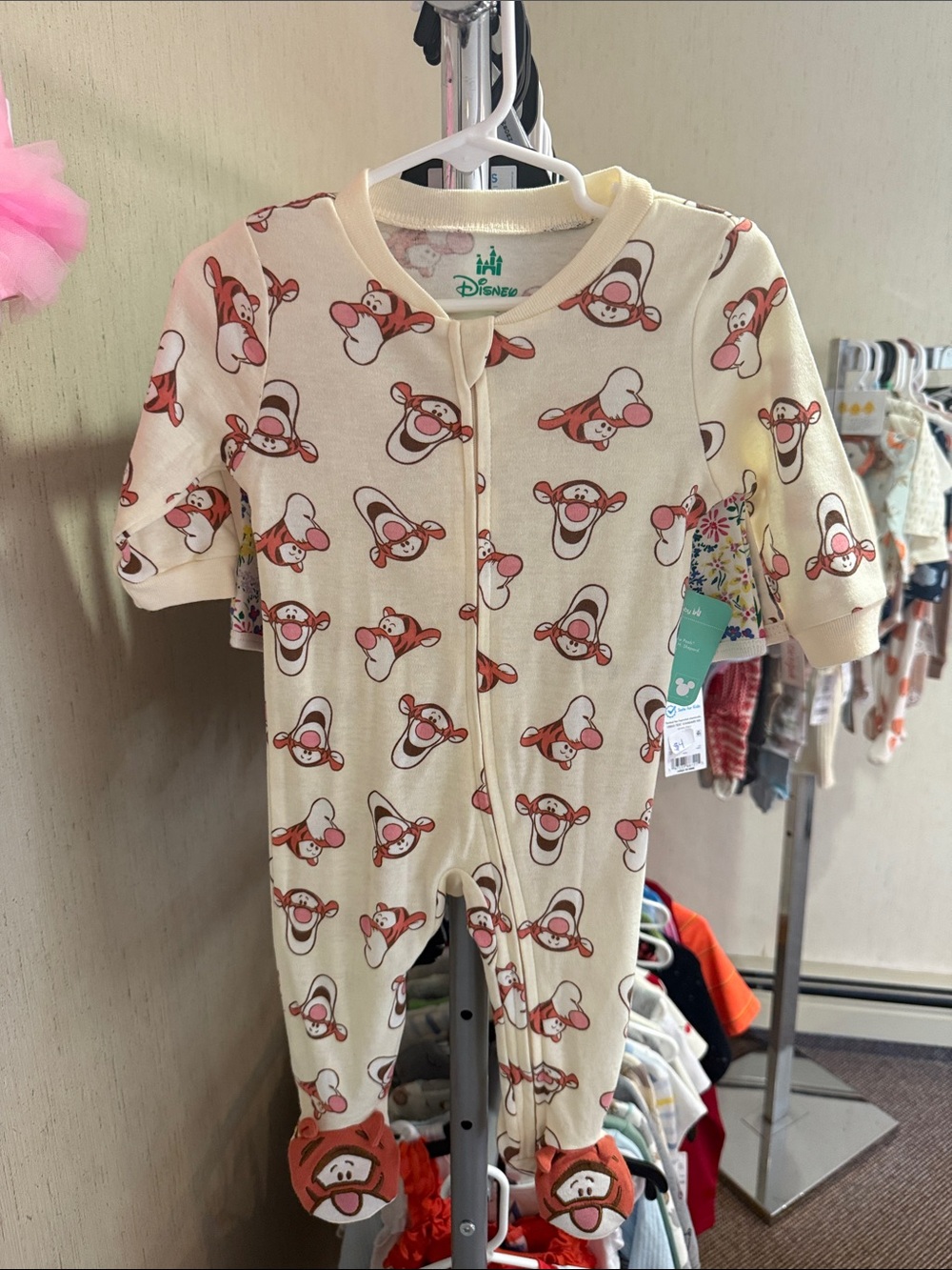 Disney Cream Tigger Print Footed One-Piece